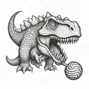 dinosaur holding a lollipop tattoo design idea