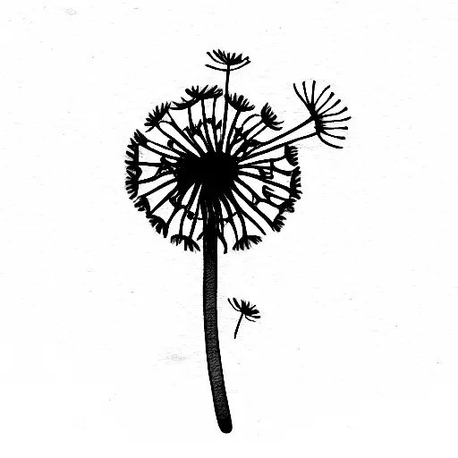 dandelion with the name moonbin written in the stem tattoo design idea