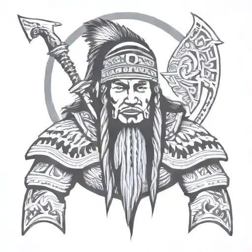 Design a Mapuche warrior tattoo representing strength and courage tattoo design idea