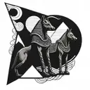 Anubis and Horus, with the pyramids in the background tattoo design idea