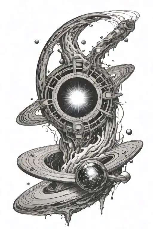 3d sleeve interstellar black hole tattoo design idea