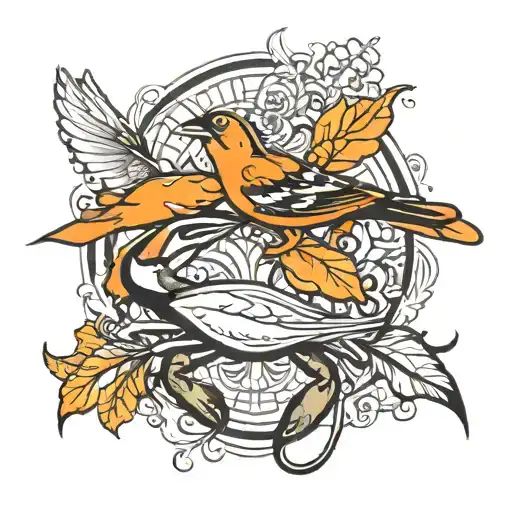 orioles and ravens with a crab  tattoo design idea