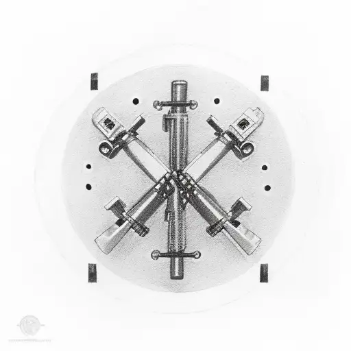 Glock 19 with the barrel made out of the roman numeral combination XI・XXI・MMXXIII tattoo design idea