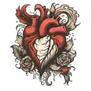 bleeding broken heart tatoo KWH initials tattoo design idea
