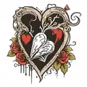 bleeding broken heart tatoo KWH initials tattoo design idea