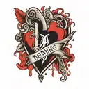 bleeding broken heart tatoo KWH initials tattoo design idea