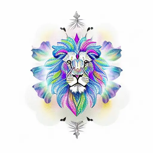 butterfly lion clock tattoo design idea