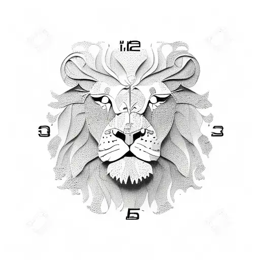 butterfly lion clock tattoo design idea