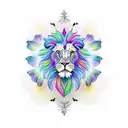 butterfly lion clock tattoo design idea