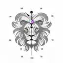 butterfly lion clock tattoo design idea
