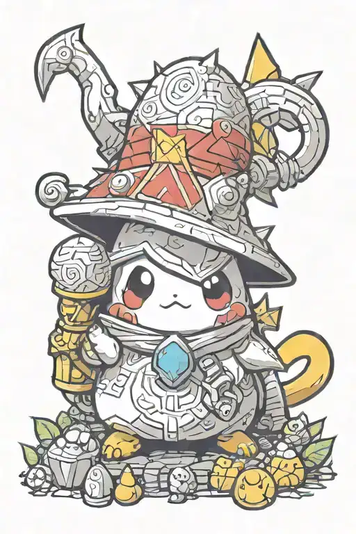 pikachu  kirby gnomeregan crest wow gnome super mario mushrooms togepi dungeons and dragons d20 tattoo design idea