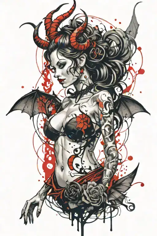 succubus tattoo design combining elements tattoo design idea