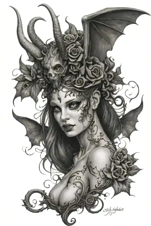succubus tattoo design combining elements tattoo design idea