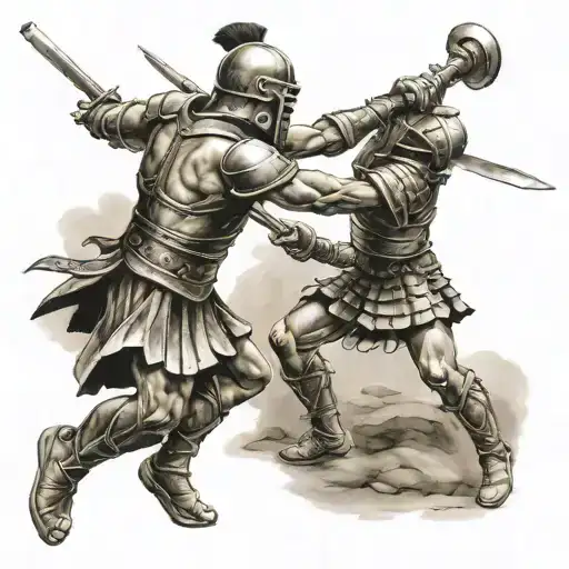 gladiator fighting tattoo design idea