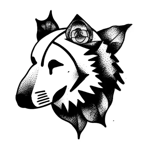 lobo y piña tattoo design idea