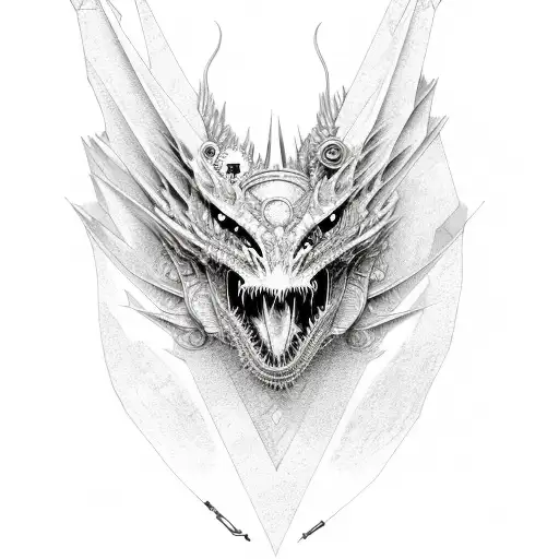 Steampunk dragon tattoo design idea