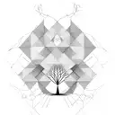 geometric minimalist tree for ribs tattoo design idea