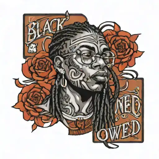 only text: 'black owned' tattoo design idea