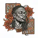 only text: 'black owned' tattoo design idea