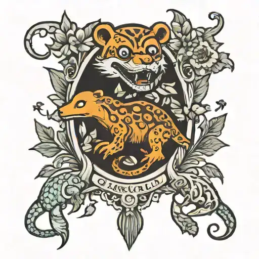 salamander and bears grateful dead style tattoo design idea