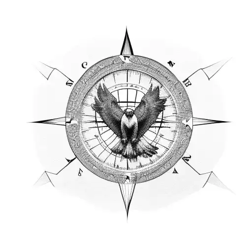 Eagle with compass tattoo design idea