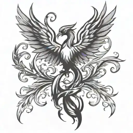 strength inspired, phoenix rising, sexual assault symbol tattoo design idea