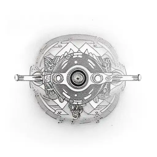 skateboard with film vinyls as wheels tattoo design idea