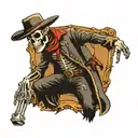 Cowboy skeleton shooting  tattoo design idea