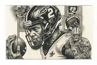 pro football player , wearing #22 , missing his brother and football coach who passed away , in old neighborhood  tattoo design idea