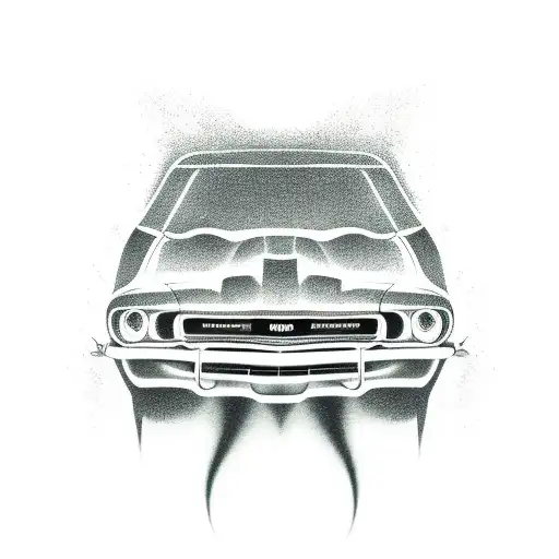 muscle car burnout tattoo design idea