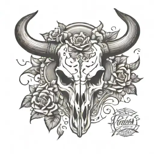 state of Texas longhorn skull tattoo design idea