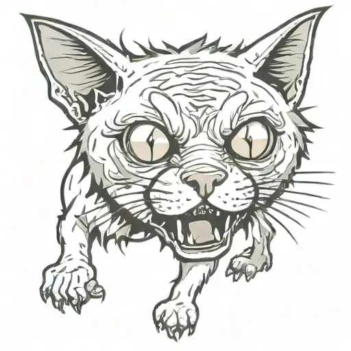 zombie cat tattoo design idea