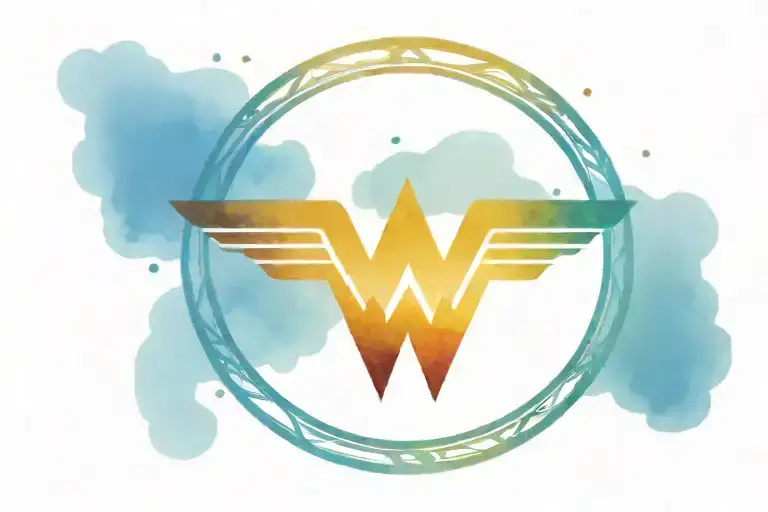 Wonder woman logo with initiales B,T,T and A minimalist tattoo tattoo design idea