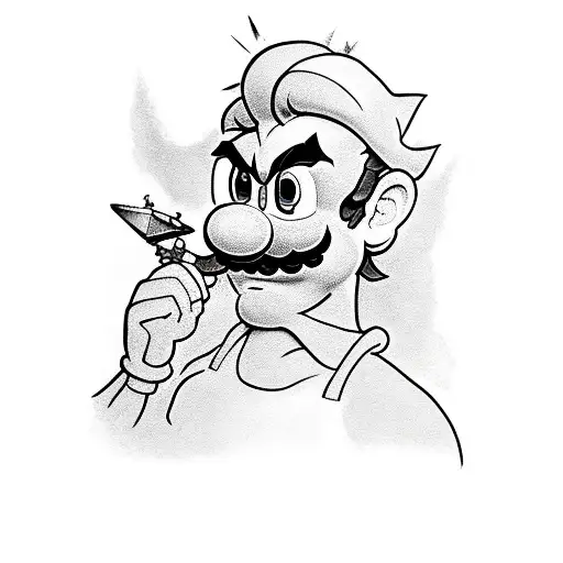 Mario bros pegándose con crash bandicoot tattoo design idea