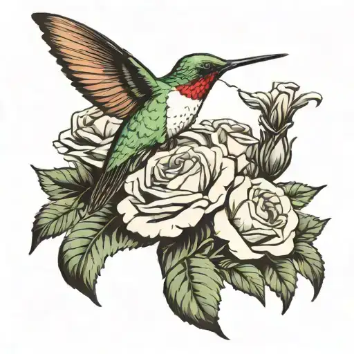 hummingbird laying a carnation on a grave that says Granny tattoo design idea