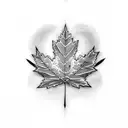 ski  and maple leaf tattoo design idea