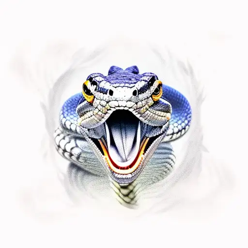 Cobra snake with mouth open, side profile tattoo design idea