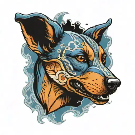 blue healer biting tattoo design idea