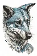 blue healer biting tattoo design idea