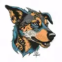 blue healer biting tattoo design idea