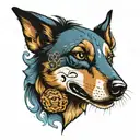 blue healer biting tattoo design idea