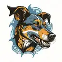 blue healer biting tattoo design idea
