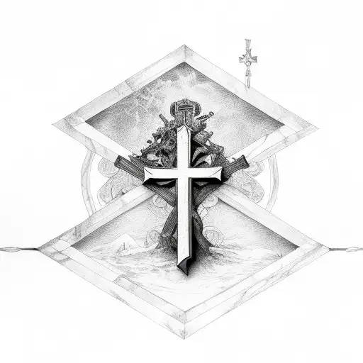 Three crosses, with a wrath thornes tattoo design idea