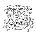 A slice of pizza with coffee beans and a book on top tattoo design idea