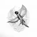 swallow bird and skulls tattoo design idea