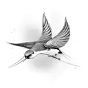 swallow bird and skulls tattoo design idea