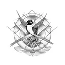 swallow bird and skulls tattoo design idea