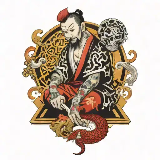 sinner on trial with the insidious chain of his own sins  tattoo design idea