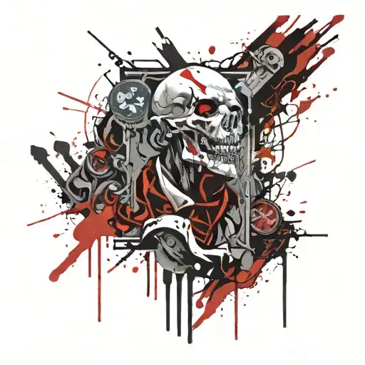 sinner on trial with the insidious chain of his own sins  tattoo design idea