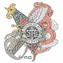 seventeen's song Kidult mixed with their FML album cover album and the Italie word "salute" tattoo design idea